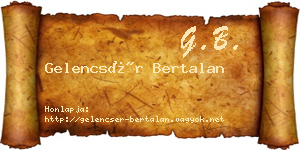 Gelencsér Bertalan névjegykártya